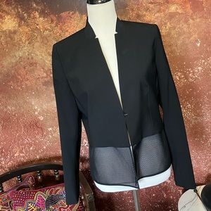 Ellie Tahari Black Wool Blazer with Mesh Panel